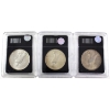 Image 2 : USA Silver 1922, 1923 & 1924 Peace Dollar Bradford Authenticated. 3pcs.