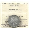 Image 1 : 25-cent 1872H Obv 2 ICCS VF30