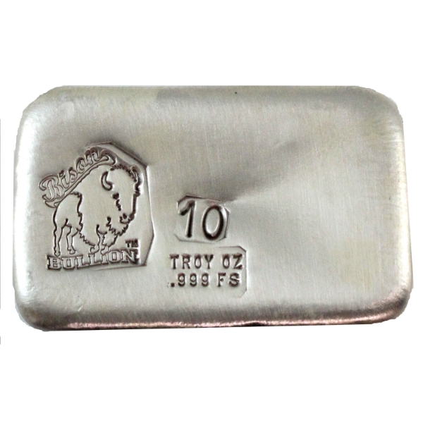 10oz Bison Bullion .999 Fine Hand Poured Silver Bar in Original Packaging (Tax Exempt)