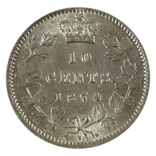 10-cent 1874H AU-UNC