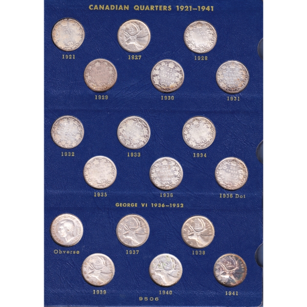 1921-1964 25-cents in Vintage Blue Whitman Album