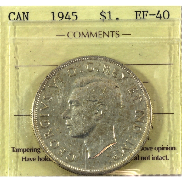Silver $1 1945 ICCS EF40