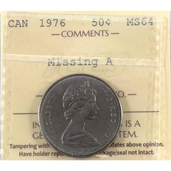 50-cent 1976 Missing A ICCS MS64