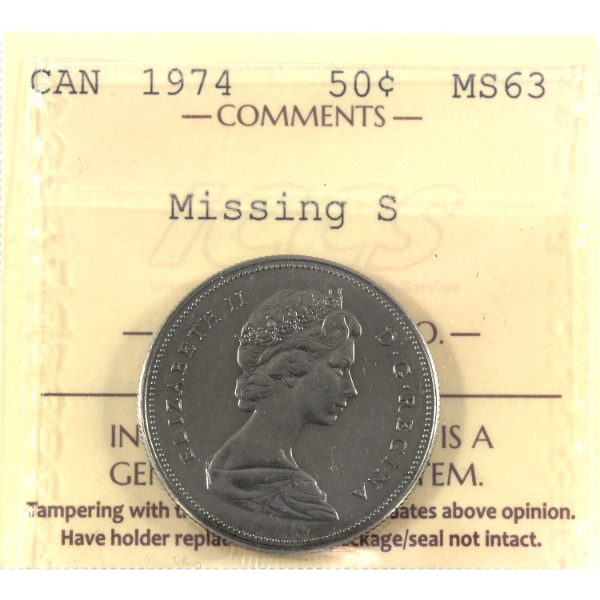 50-cent 1974 Missing S ICCS MS63
