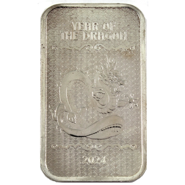 1oz APMEX 2024 Year of the Dragon .999 Fine Silver Bar (Tax Exempt)