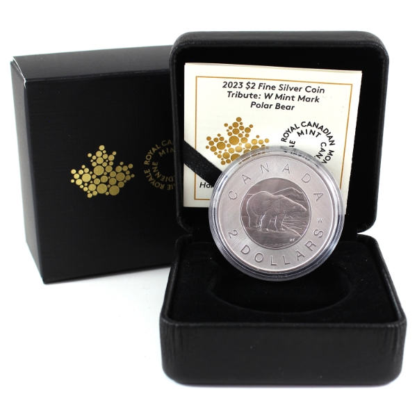 2023 $2 Tribute: W Mint Mark Polar Bear Fine Silver Coin (Tax Exempt)