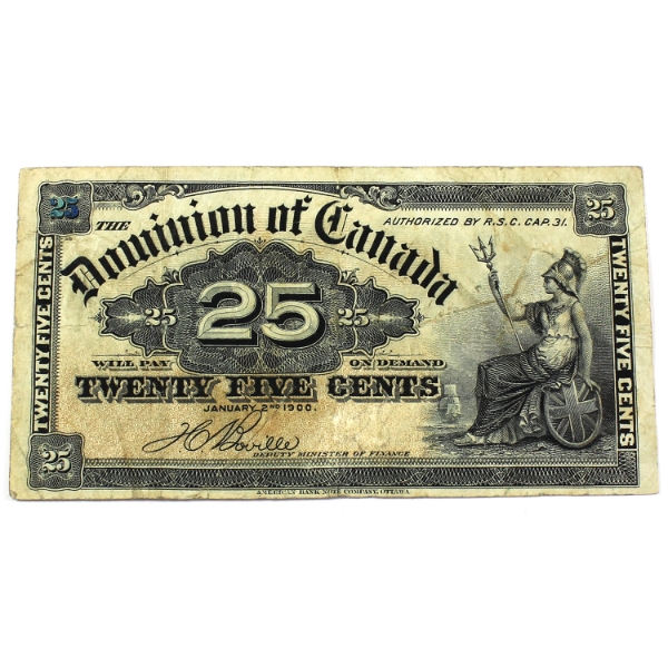 DC-15b 1900 25-cent Shinplaster VF Boville 