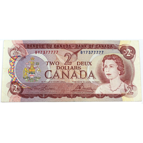 BC-47a 1974 $2 Neat Number SN: BY7377777 EF Lawson-Bouey