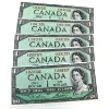 Consecutive 5x BC-37d 1954 $1 Lawson-Bouey Bank of Canada Notes SN: C/I1591522-C/I1591526. 5pcs.