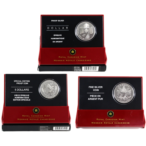 2005 $5 .9999 Fine Silver Coins. 3pcs. (Tax Exempt)