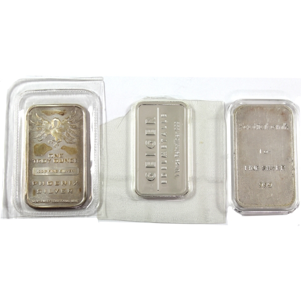 3x 1oz .999 Fine Silver Rounds From Assorted Refiners. 3pcs. (Tax Exempt)