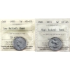 Image 1 : 5-cent 1951 High Relief EF40 (Rust) & Low Relief MS63 (Rust) both ICCS. 2pcs