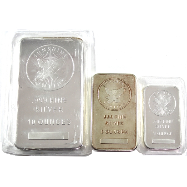 16oz Lot Total! Sunshine Mint .999 Fine Silver Bars. 3pcs (Tax Exempt)