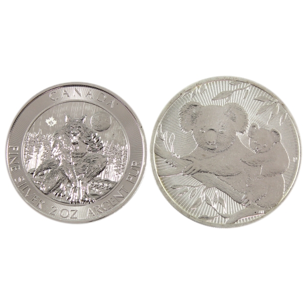 2x 2oz Canada & Australia .9999 Fine Silver Rounds. 2pcs. (Tax Exempt)