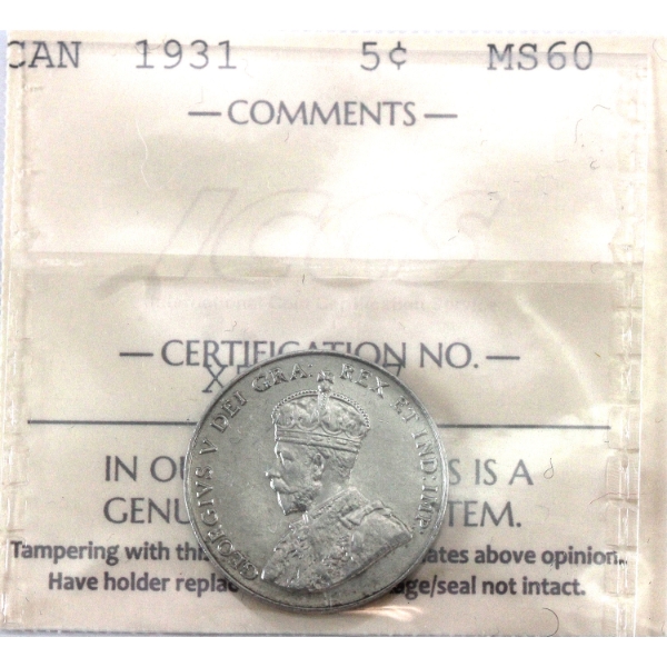 5-cent 1931 ICCS MS60