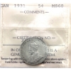 Image 1 : 5-cent 1931 ICCS MS60