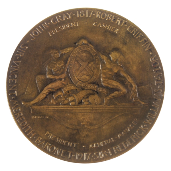 Medallic Art Co. NY 1917 Bank of Montreal Centenary Medal 85.42g-Bronze, 63mm