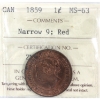 Image 1 : 1-cent 1859 Narrow 9 ICCS MS63 Red 