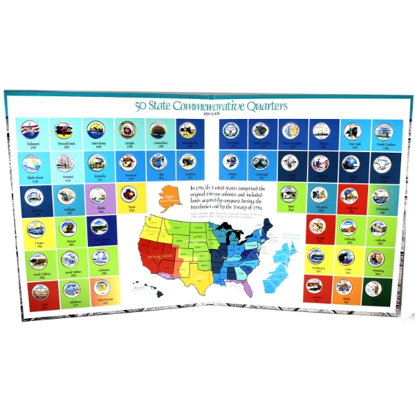 *1999-2008 USA 50-piece 50 State Commemorative Quarter Set with Colour Enhancements