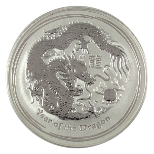 5oz Australia 2012 $8 Year of the Dragon .999 Fine Silver Coin (Tax Exempt)