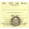 Image 1 : 10-cent 1951 ICCS MS65