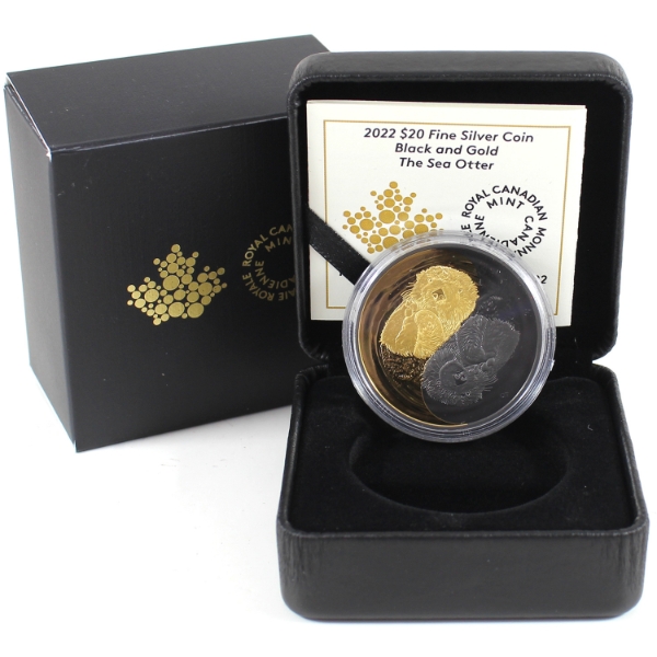 2022 $20 Black and Gold: The Sea Otter Fine Silver Coin (Tax Exempt)