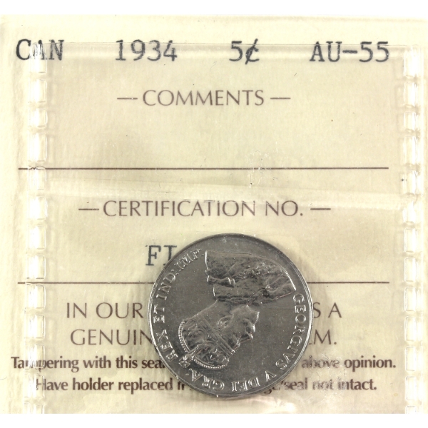 5-cent 1934 ICCS AU55