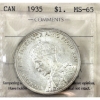 Image 1 : Silver $1 1935 ICCS MS65