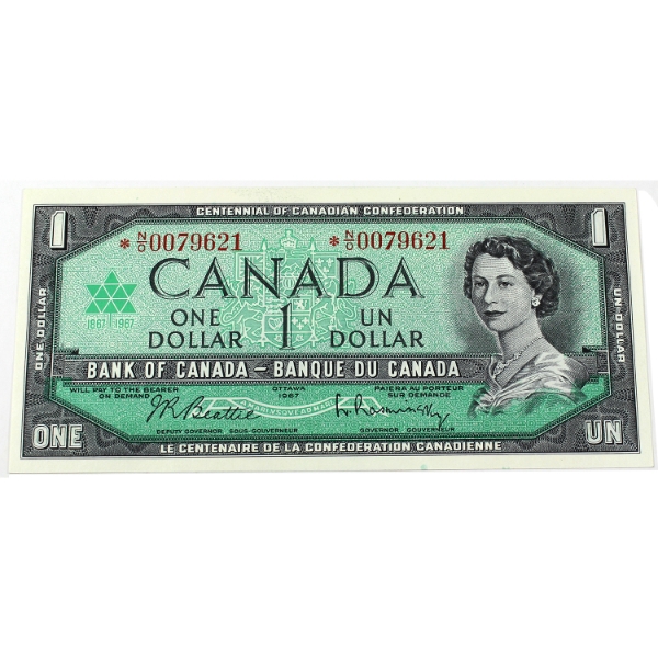 BC-45bA 1967 $1 UNC or Better Beattie-Rasminsky *N/O Replacement SN:*N/O0079621