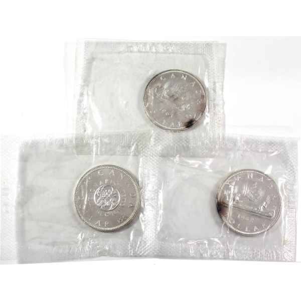 Silver $1 1962, 1963, & 1964 PL (Individually Sealed!). 3pcs.