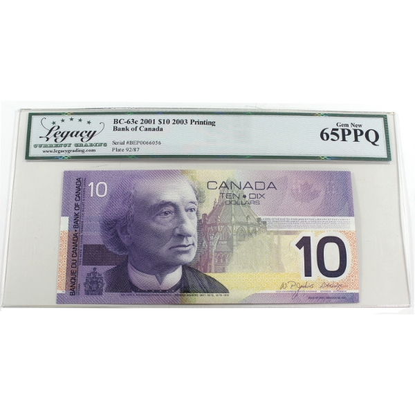 BC-63c 2001 $10 Legacy GEM UNC65 PPQ Jenkins-Dodge Printed in 2003 SN:BEP0066056