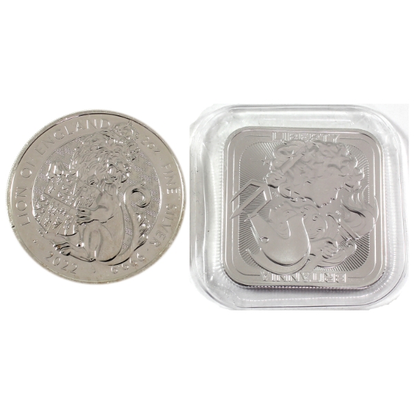 3oz Lot Total! Great Britain .9999 Fine Silver Round & Bar. 2pcs. (Tax Exempt)
