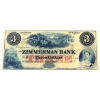 Image 1 : 815-14-04R 185_ $3 Zimmerman Bank UNC Clifton Issue Remainder