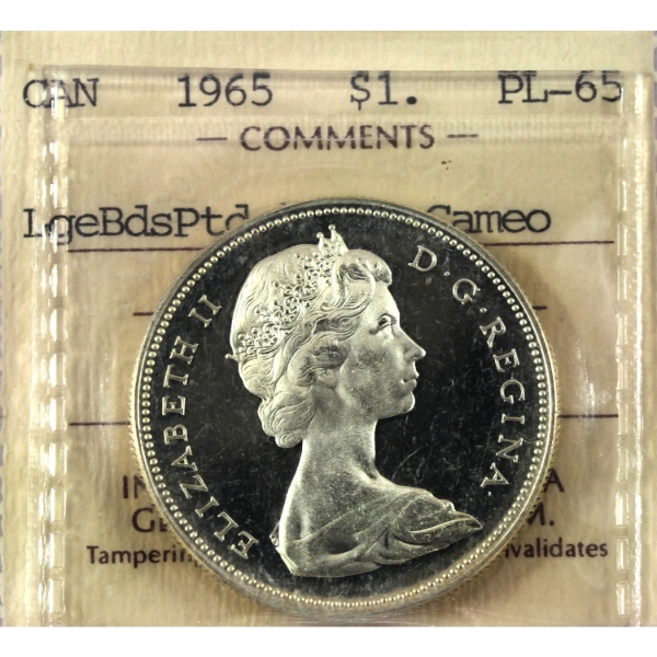 Silver $1 1965 LB P5 Type 4 ICCS PL65 Heavy Cameo