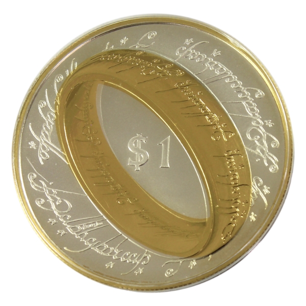 28.28g New Zealand 2003 $1 The One Ring Sterling Silver Round w/ Selective Gold Plating