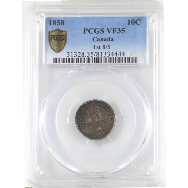 10-cent 1858 8/5 PCGS VF35