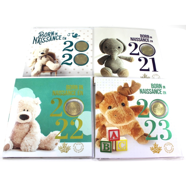 2020, 2021, 2022  2023 Baby Gift Coin Sets. 4 sets.