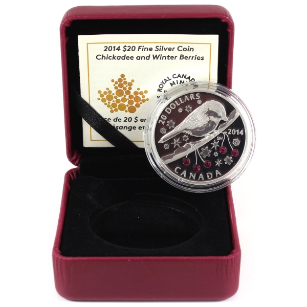2014 $20 Chickadee and Winter Berries 1oz .9999 Fine Silver Coin