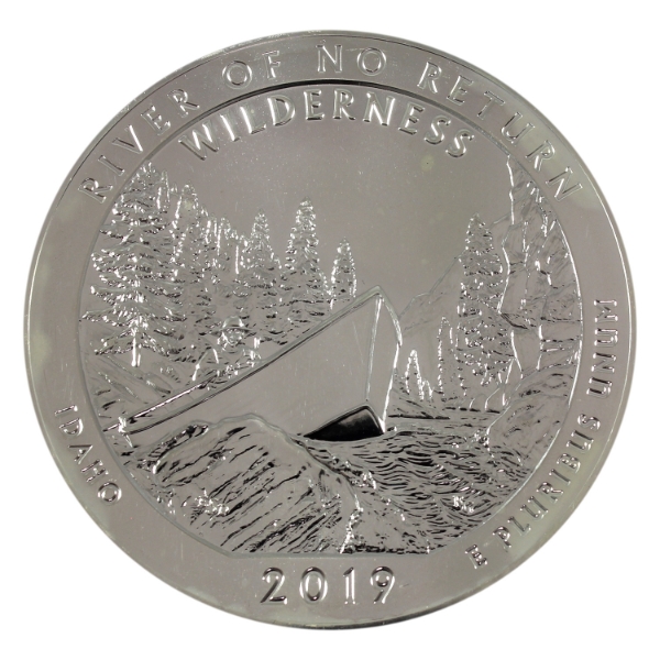 5oz USA 2019 America the Beautiful- River of No Return Idaho .999 Fine Silver Round (Tax Exempt)