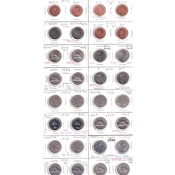ERROR 1-cent & 5-cent 1924-2006. 16pcs.