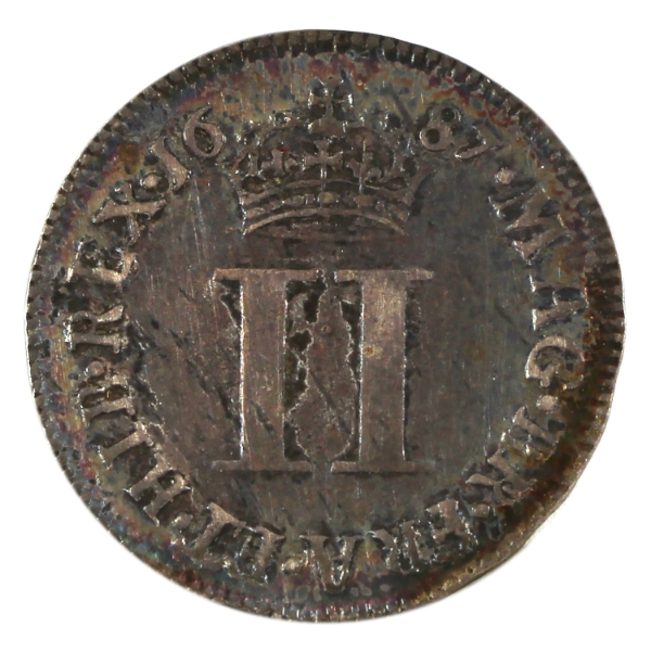 Great Britain Silver 1687 2 Pence AU
