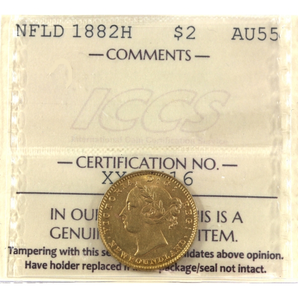 Newfoundland Gold $2 1882H ICCS AU55