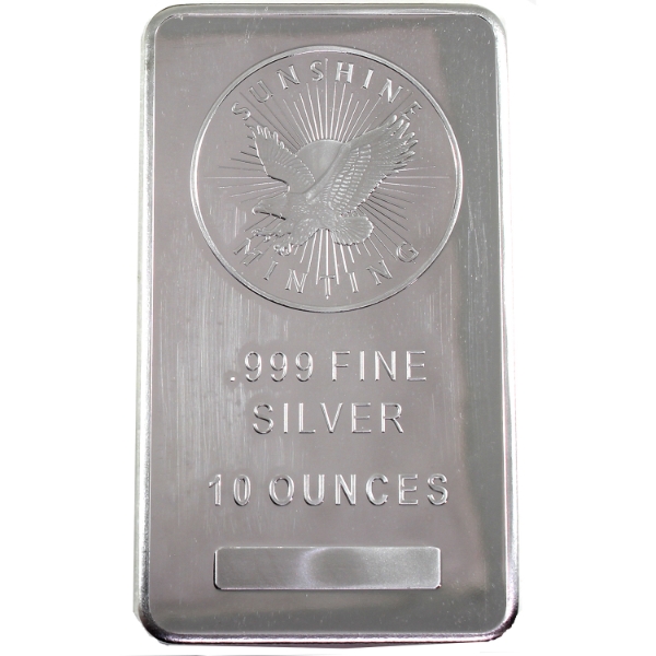 10oz Sunshine Mint .999 Fine Silver Bar (Tax Exempt)