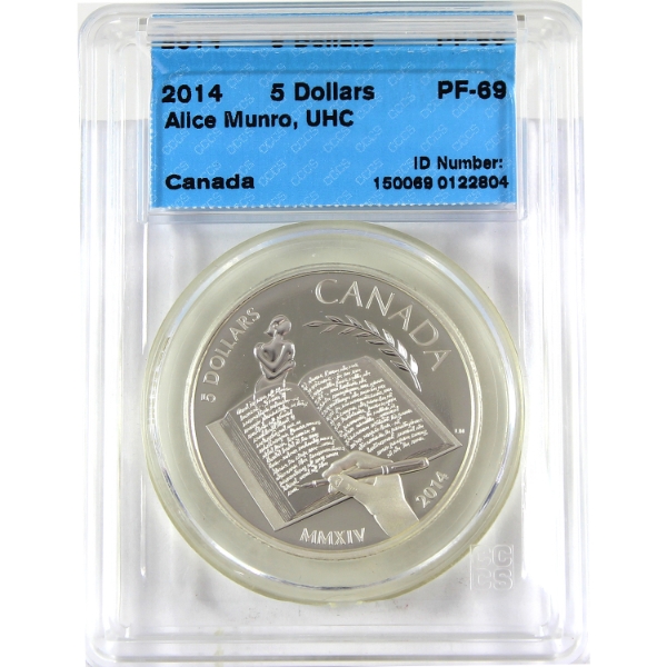 2014 $5 Alice Munro .9999 Fine Silver Coin CCCS PF69 UHC (Tax Exempt)
