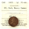 Image 1 : 1-cent 1955 SF ICCS PL66 HC Red 