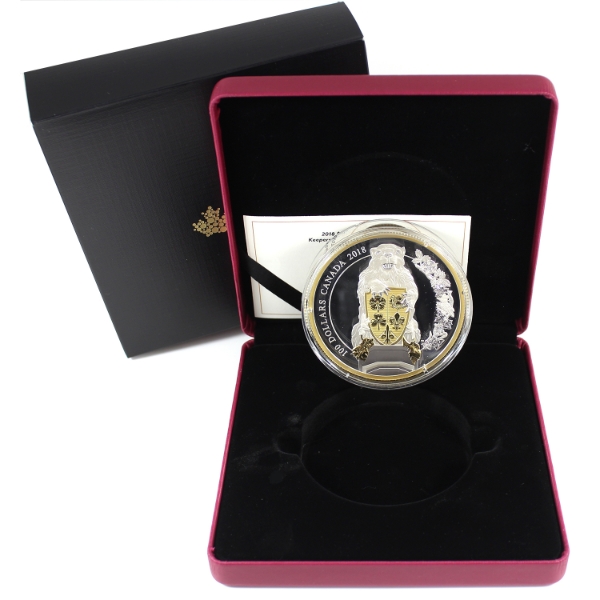 2018 $100 Keepers of Parliament: The Beaver 10oz .9999 Fine Silver Coin (Tax Exempt)