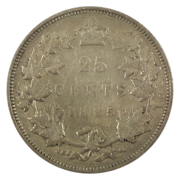 25-cent 1885 Curved Top 5 Very Fine
