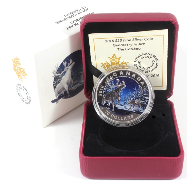 2016 $20 Geometry In Art - The Caribou 1oz .9999 Fine Silver (Tax Exempt)