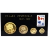 Image 1 : 1967 Centennial Commemorative Medallion Set with Postage Stamp in Hard Plastic Holder