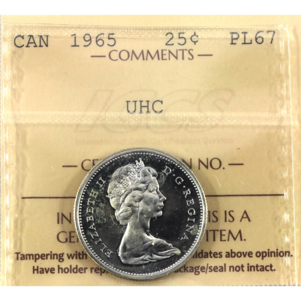 25-cent 1965 ICCS PL67 Ultra Heavy Cameo
